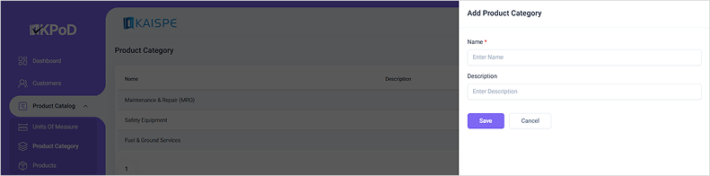 Product Category Configuration Interface