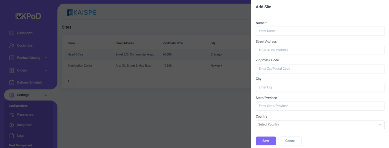 Sites Configuration Interface