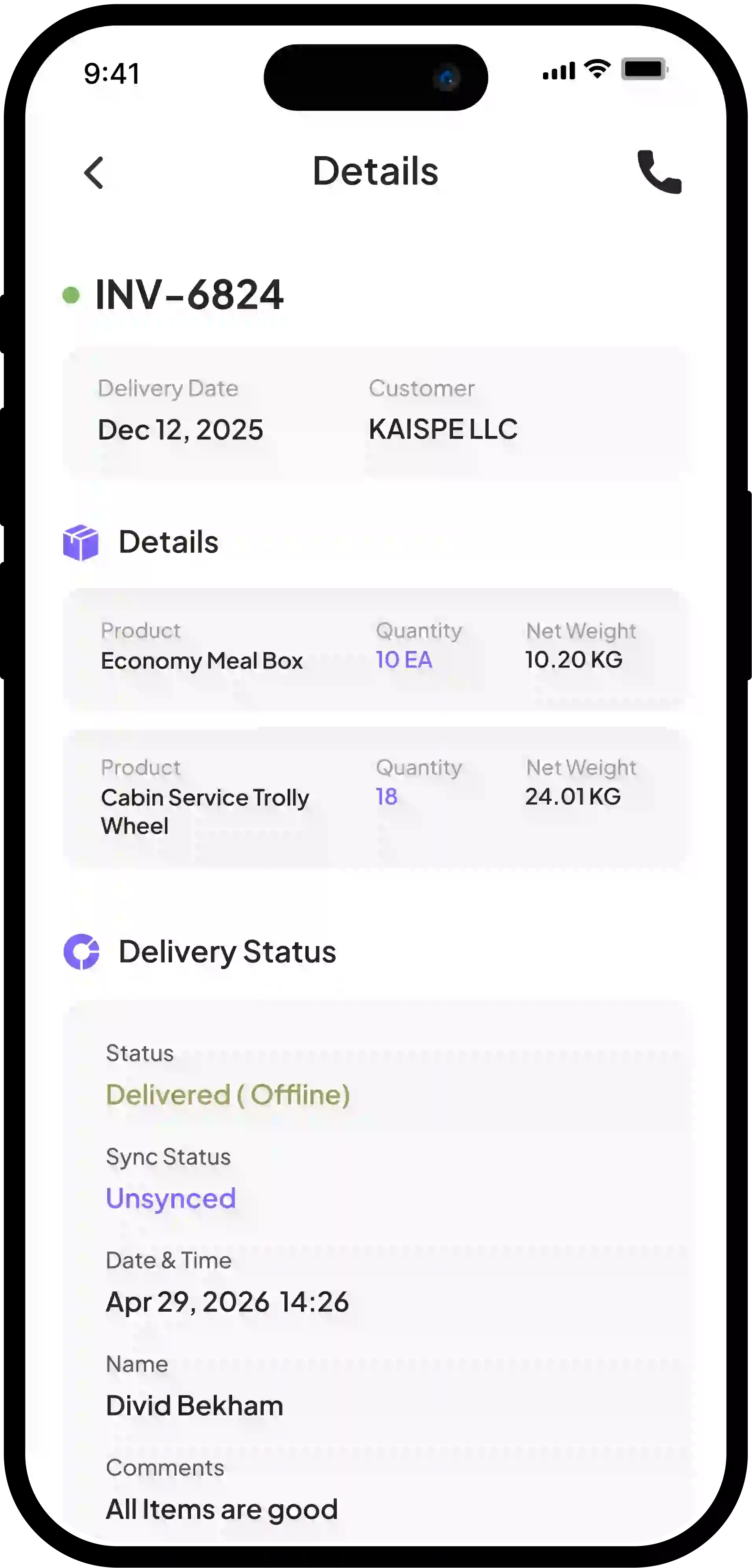 Offline Sync and Status View